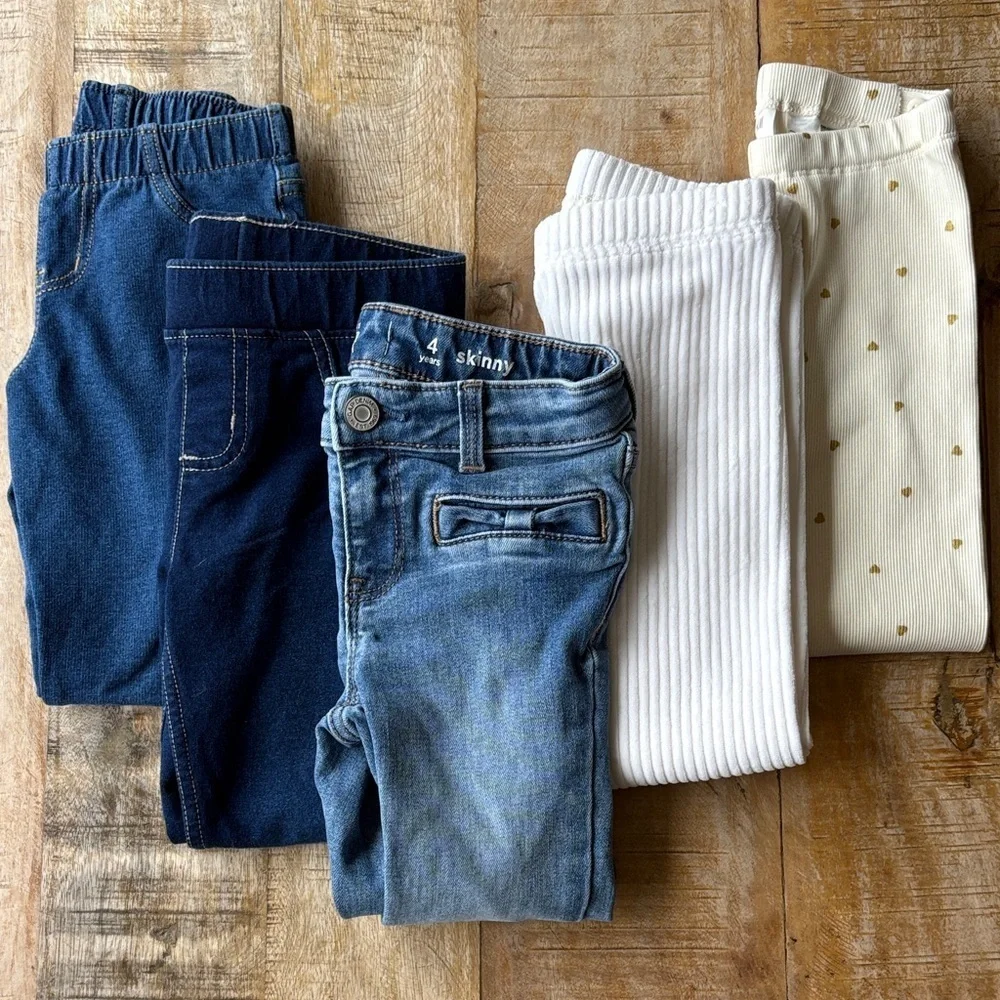 Girls Denim and Knit Bottoms Bundle size 4